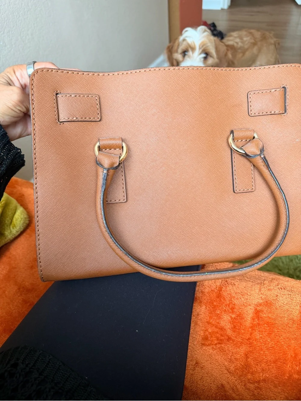 Michael Kors Cognac Saffiano Leather Satchel with Gold Hardware - Like New!